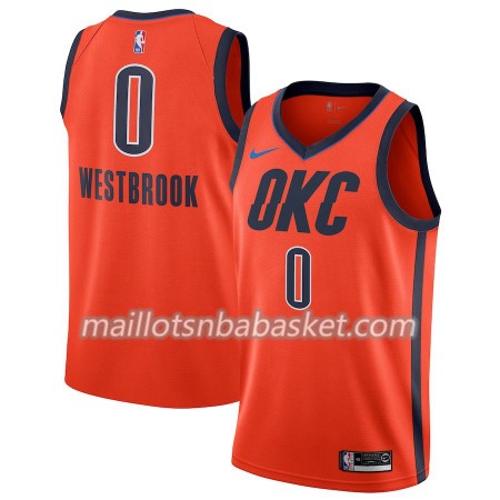 Maillot Homme Oklahoma City Thunder Russell Westbrook 0 2018-19 Nike Orange Swingman